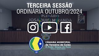 Terceira Sessão Ordinária do mês de Outubro  Câmara Municipal de Teresina de Goiás [upl. by Tutto]