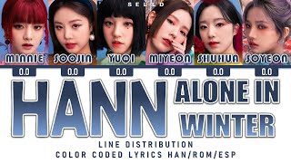 GIdle  Hann Alone in winter Line Distribution  Lyrics color coded [upl. by Aryan936]