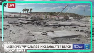 Massive cleanup underway tonight on Clearwater Beach before reopening Tuesday [upl. by Rihana]