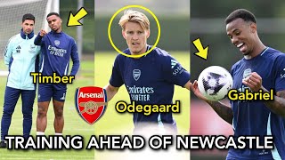 ✅ ARSENAL TRAINING AHEAD OF NEWCASTLE  Odegaard Timber Gabriel JOINS Training Today BOOST [upl. by Hurwit]