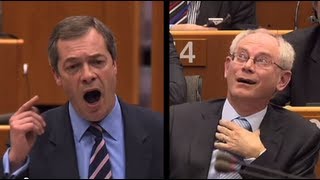 Nigel Farage insults Herman van Rompuy calls EU President a quotDAMP RAGquot [upl. by Eel327]