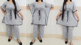 Kaftan Cord Set Cutting Stitching Kaftan Nighty DIY Dori Waist Kaftan Kurti Cuttingkaftan Top DIY [upl. by Junius]