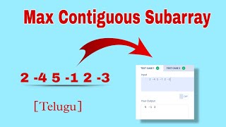 Max Contiguous Subarray  Python  Telugu [upl. by Ardnuhs]