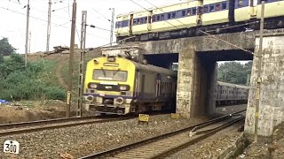 😍 Beautiful Livered 110 KH Two Memu Trains Dust Storms Full Speed On Railways Bridge In Same Time [upl. by Harald]