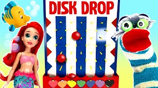 Fizzy Disk Drop Game Helps Rescue Little Mermaid Ariel from Ursula DIY Slime [upl. by Flosser219]