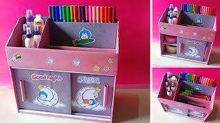 diy desk organizer  desk organizer  paper craft ideas desktop organizer from cardboard [upl. by Wilonah]