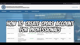 How to create CPDAS account for Professionals [upl. by Ellezig89]