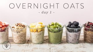 OVERNIGHT OATS 6 Ways  Easy Healthy RAINBOW Breakfasts 🐝 DAY 1  HONEYSUCKLE [upl. by Llerdnek979]