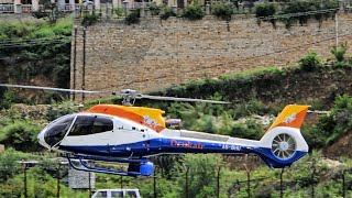 Drukair Airbus H130 Helicopter taking off from Paro Airport  A5BHS [upl. by Anirroc293]