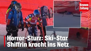 HorrorSturz Shiffrin kracht ins Netz  kronetv NEWS [upl. by Ettenhoj]