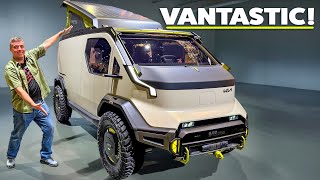 New Kia WKNDR Is the Craziest Camper Van Ever It Generates Power While Standing Still [upl. by Trudy73]