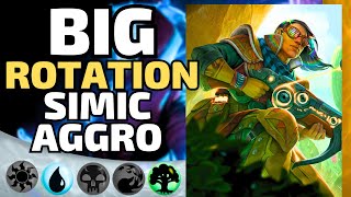 🟢🔵Rotation Ready Simic Aggro Goes Big  Rotation Proof MTG Arena Standard Simic Deck Tech [upl. by Nosyla]