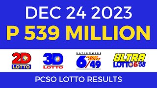 Lotto Result December 24 2023 9pm PCSO [upl. by Suoivart]