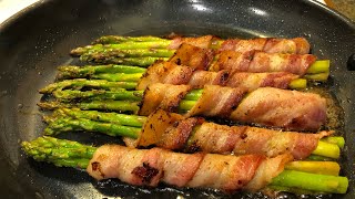 HOW TO MAKE BACON ASPARAGUS QUICK AND EASY 2 INGREDIENTS NEEDED [upl. by Elvera153]