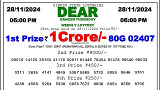 🔴Lottery Sambad Today 0600pm 281124 Dear Lottery Result Pdf Download [upl. by Clorinde]