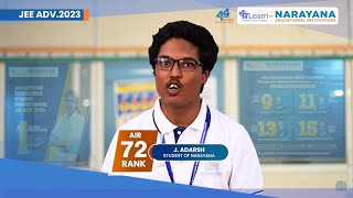 AIR 72nd Rank JAdarsh in JEE Advanced 2023 [upl. by Arreyt]