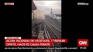 Trafic feroviar oprit pe ruta București  Constanța din cauza unui incendiu de vegetație [upl. by Eirruc557]