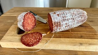 Homemade Hungarian salami  How to Make Salami at home [upl. by Ydorb]