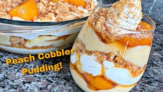 Peach Cobbler Pudding  Better THAN Banana Pudding [upl. by Attennaj507]