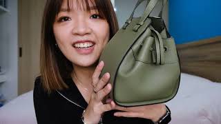 「辛蒂來開箱」LOEWE吊床包 HAMMOCK DRAWSTRING MINI BAG酪梨綠Avocado green [upl. by Evin]