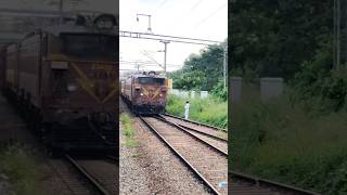 Kottayam MEMU overtakes Choco WAG5 Goods  Chingavanam shorts wag5 indianrailways [upl. by Seuqram714]