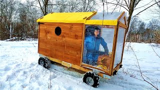 UPGRADING The Drivable Camper  Full Cabin Build  Snowy Overnight Adventure [upl. by Eicaj]