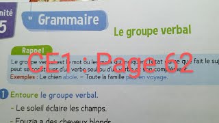 CE1  Grammaire  Le groupe verbal page 62 cahier d activités Le trésor des mots page [upl. by Maddy]