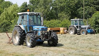 Classic Ford 7810 Silver Jubilee and 6810 Gen III haymaking  Baling with New Holland 945 baler [upl. by Aihsercal]