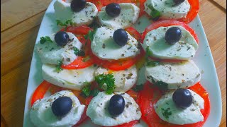 Mozzarella Tomato Salade salade de tomates et mozzarella தக்காளி மோஸ்சரெல்லா சாலட் [upl. by Mobley937]