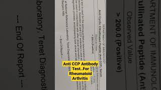 Anti CCP Antibody TestFor Rheumatoid Arthritis Dr Sai Chandra [upl. by Asilla754]