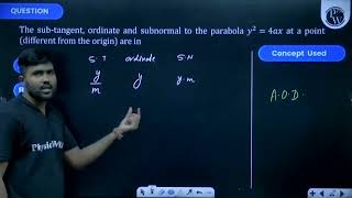 The subtangent ordinate and subnormal to the parabola y2  4ax at a point different from the [upl. by Ardussi65]