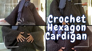 Crochet Hexagon Cardigan  Crochet with me🤍 [upl. by Aratal103]