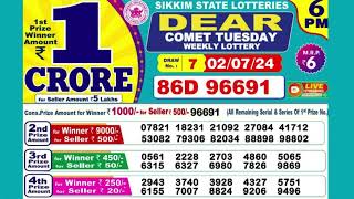 DEAR COMET TUESDAY WEEKLY LOTTERY TODAY RESULT 6 PM 020724latest lottery result [upl. by Nehttam]