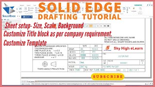 solid edge drafting tutorial  Create custom solid edge 2d draft template  Custom Title block [upl. by Dean485]