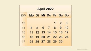 Kalender April 2022 [upl. by Skerl]