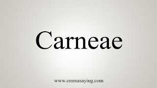 How To Say Carneae [upl. by Chandos525]