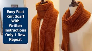 How to knit Easy Scarf unisex Muffler For Beginners  1 Row Scarf knitting step by step Subtitles [upl. by Boj]