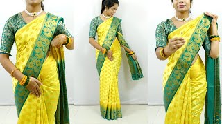 Banarasi silk saree draping tutorial for wedding amp party  How to drape saree in easy amp simple steps [upl. by Peg]