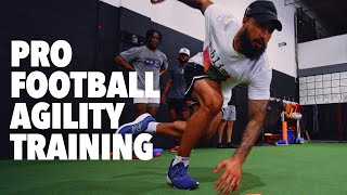 Change of Direction Training for Pro Football Players Agility Breakdown [upl. by Ahsiekam]