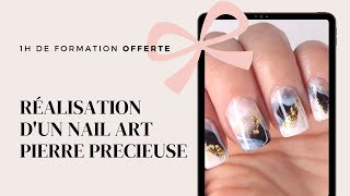 1H de formation ongle offerte  Réalisation dun nail art pierre précieuse  Yournails International [upl. by Clinton]