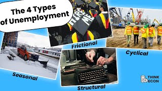 The 4 Types of Unemployment Explained FRICTIONAL STRUCTURAL CYCLICAL SEASONAL  Think Econ [upl. by Une706]