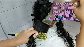 ESCOVA EM CABELO MUITO CACHEADO  COMO DEIXA UM CABELO CACHEADO LISO PERFEITO SEM QUÍMICA [upl. by Sihonn968]