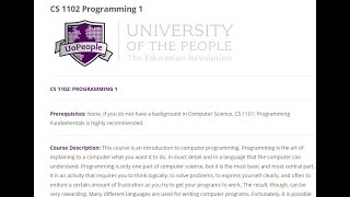 Uopeople CS1102 Programming 1 Unit 1 [upl. by Letha]