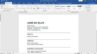 Como Editar o Modelo de Currículo Simples no Word [upl. by Burnsed384]
