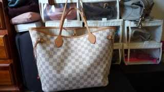 Louis Vuitton Damier Azur MM Neverfull  Review and Contents [upl. by Farmer]