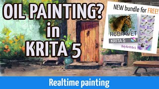 Oil painting with NEW RGBAwet impasto brushes in KRITA 5 [upl. by Ativ]