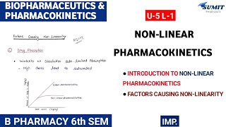 Non linear pharmacokinetics  Factors causing non linearity  Unit4 Biopharmaceutics [upl. by Audun]