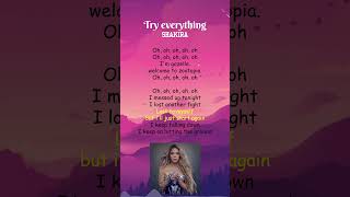 Shakira  Try Everything Lyrics shorts [upl. by Ailelc]