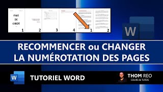 RECOMMENCER ou MODIFIER la NUMÉROTATION de page WORD  Tuto express [upl. by Lisha]