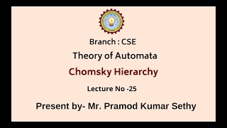 Theory of Automata amp Formal Languages  Chomsky Hierarchy  AKTU Digital Education [upl. by Imit]